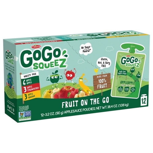 Gogo Squeez Applesauce Variety Pack, 12 Per Box, 6 Per Case